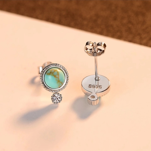 SOLD SOLD Sterling Silver Turquoise Stud Earrings - Picture 3 of 5